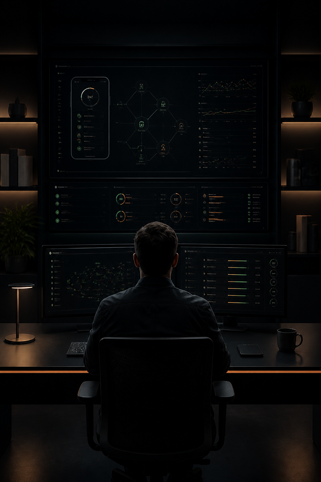 Superviseur devant les indicateurs d’une application mobile