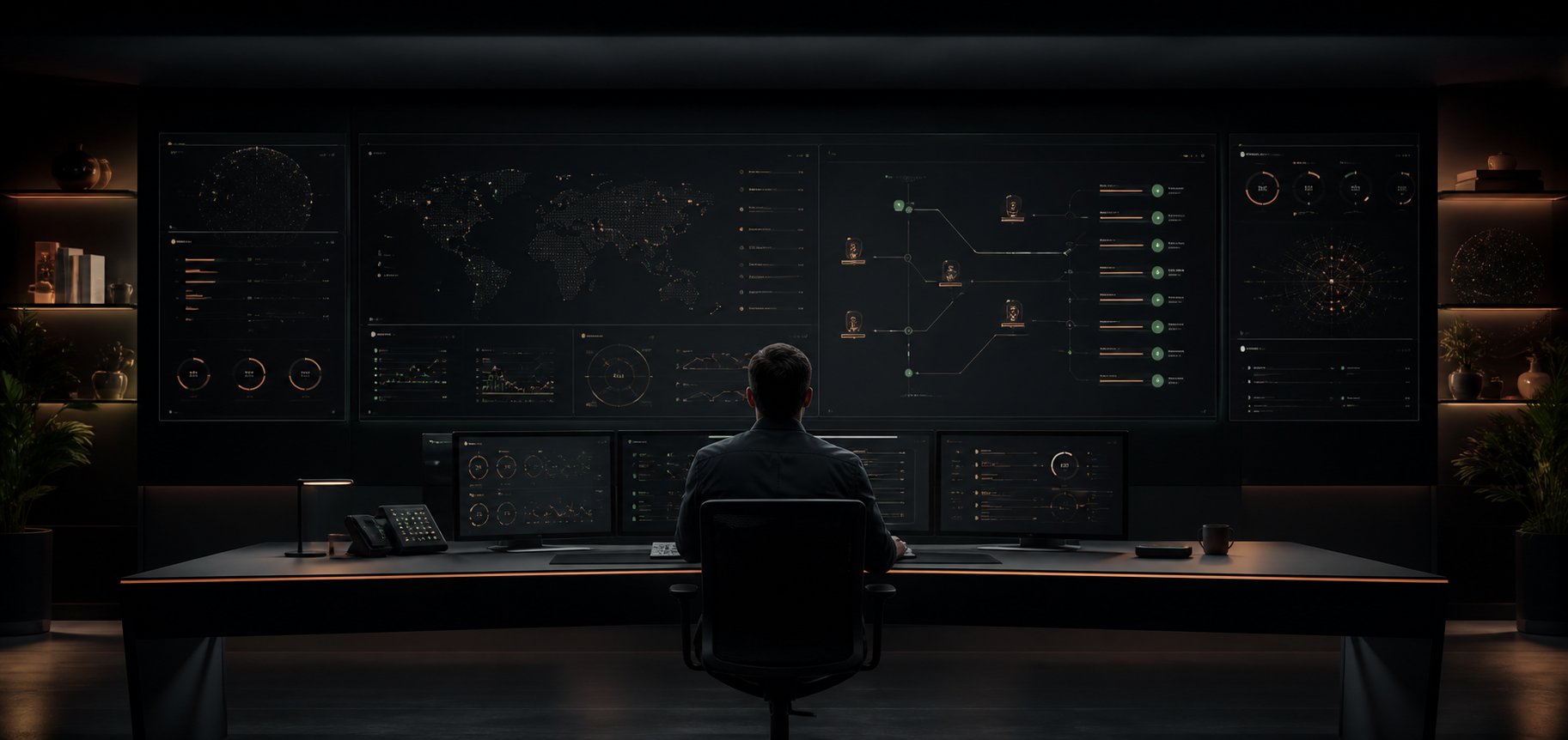 Superviseur logiciel devant un centre de contrôle des applications et des API